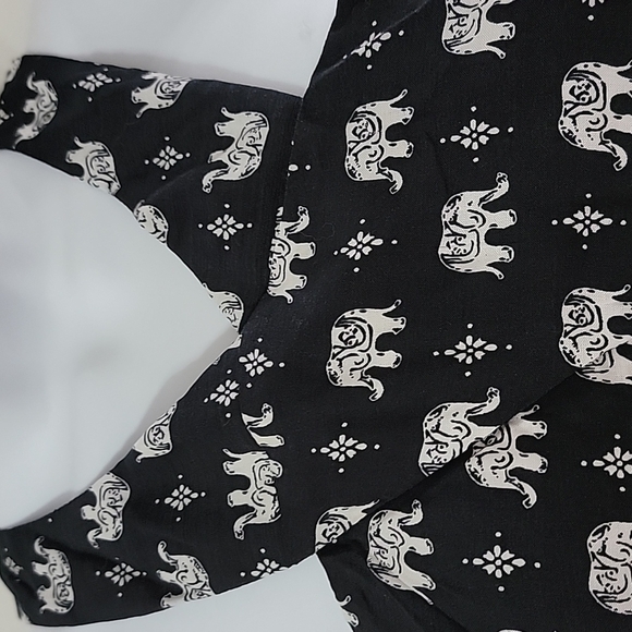 Girl's Black & White Elephant Print Dress Sz 12 - Picture 3 of 6